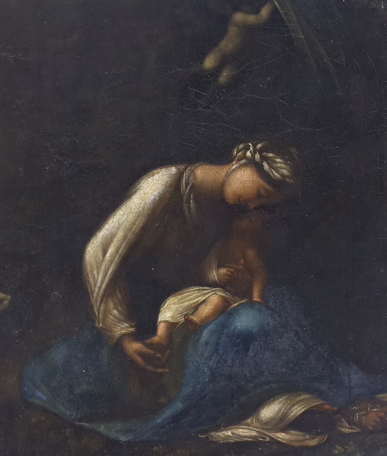 After Antonio Allegri da Correggio (Italian, 1489–1534), 19th century school oil on canvas, Madonna and child, 32 x 26cm